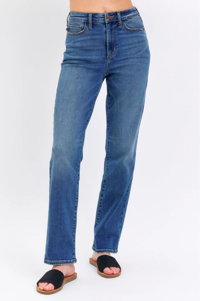 Judy Blue High-Rise Straight Fit Jeans in Dark Blue-Judy Blue-The Bugs Ear
