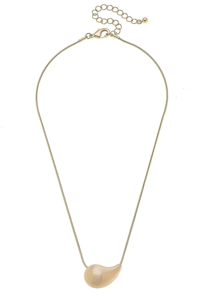 Icon Horizontal Puffed Teardrop Necklace in Satin Gold-Canvas Jewelry-The Bugs Ear
