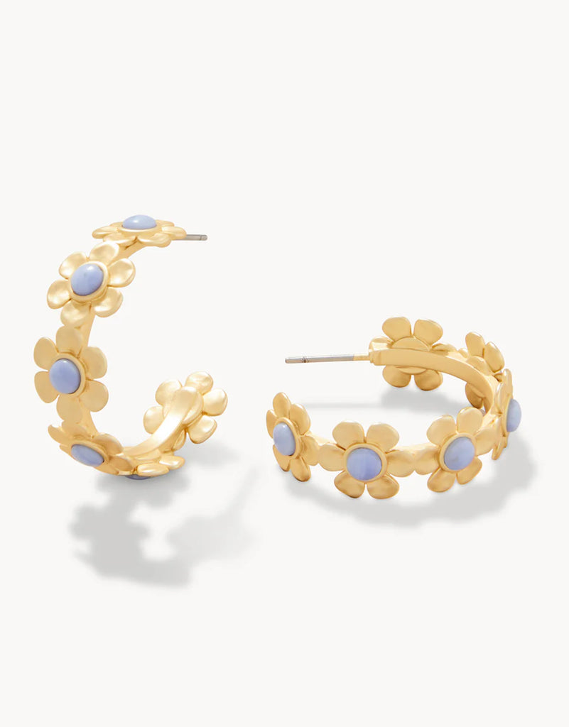 Spartina Primrose Hoop Earrings in Blue Chalcedony Gold-Spartina-The Bugs Ear