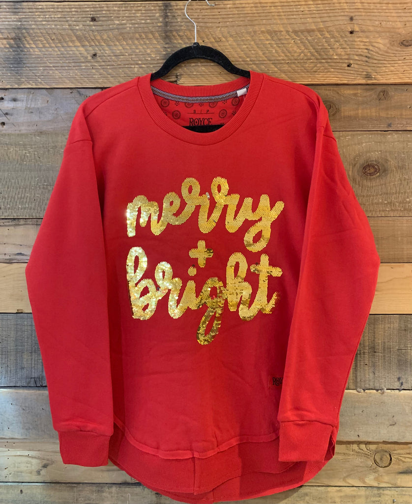 Sequins Merry & Bright Cozy Sweatshirt-Royce-The Bugs Ear