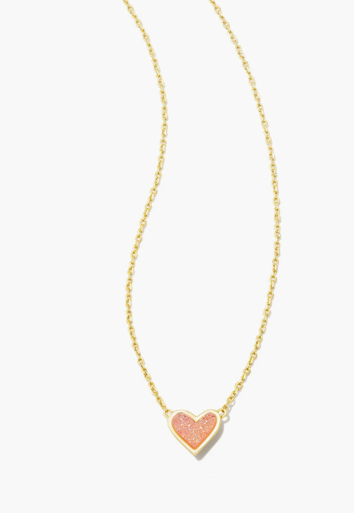 Kendra Scott Framed Ari Heart Gold Short Pendant Necklace in Light Pink Drusy-Kendra Scott-The Bugs Ear