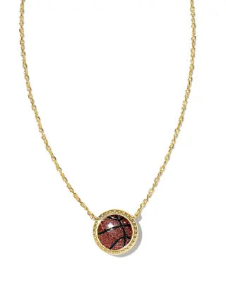Kendra Scott Basketball Gold Short Pendant Necklace in Orange Goldstone-Kendra Scott-The Bugs Ear