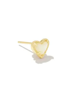 Kendra Scott Mini Ari Heart Gold Single Stud Earring in Ivory Mother-of-Pearl-Kendra Scott-The Bugs Ear
