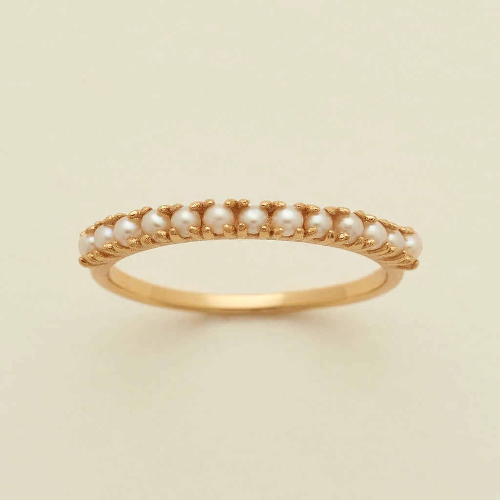 Pearl Stacking Band Ring in Gold-Made By Mary-The Bugs Ear