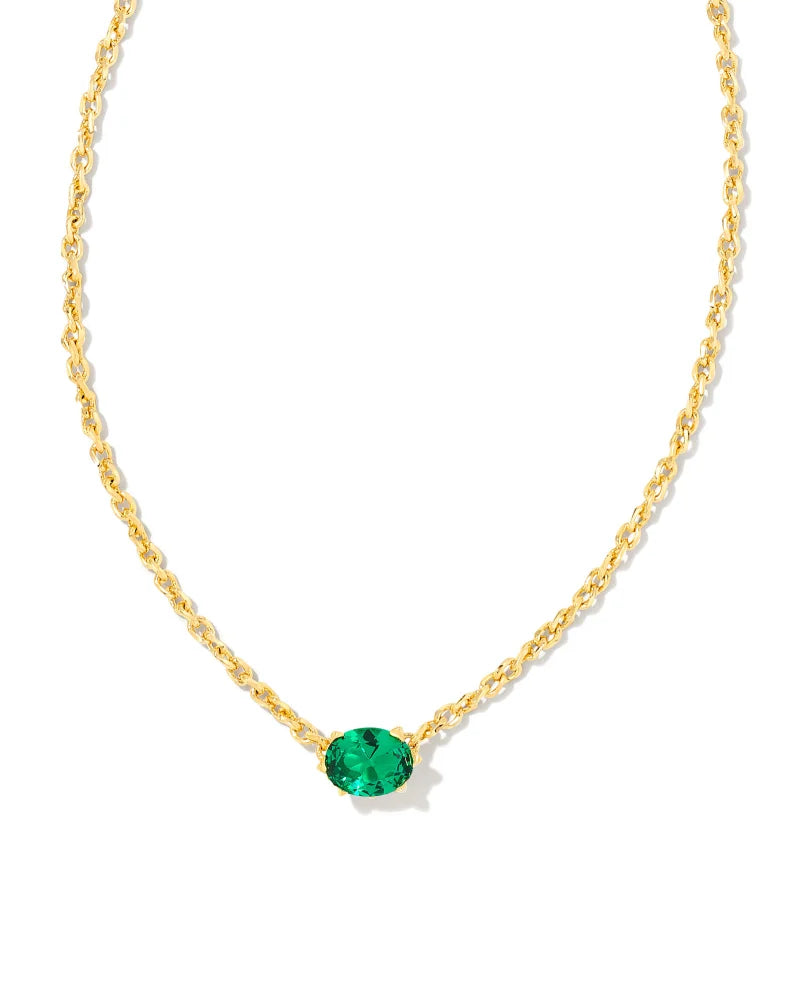 Kendra Scott Cailin Gold Pendant Necklace in Green Crystal-Kendra Scott-The Bugs Ear