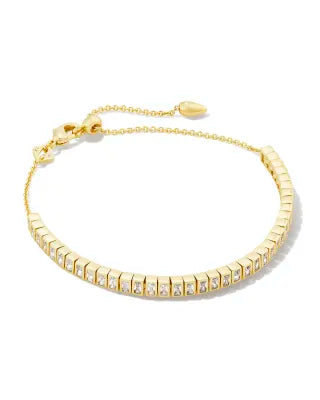 Kendra Scott Gracie Gold Tennis Delicate Chain Bracelet in White Crystal-Kendra Scott-The Bugs Ear