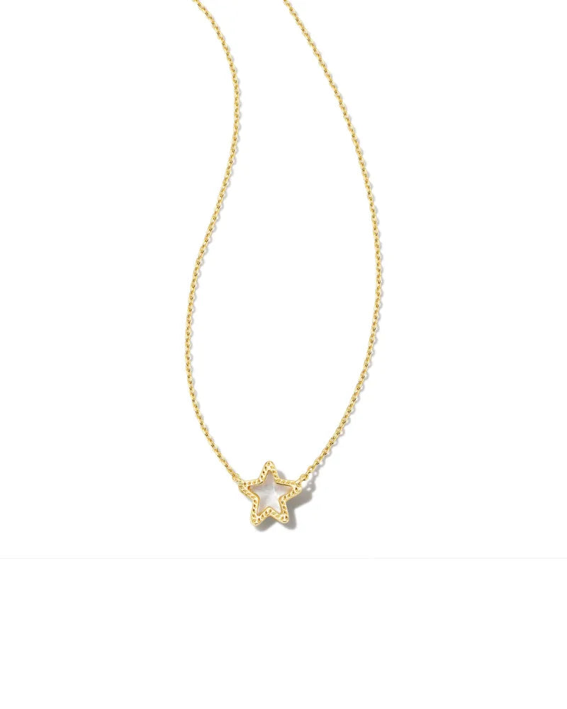 Kendra Scott Jae Gold Star Small Short Pendant Necklace in Ivory Mother-of-Pearl-Kendra Scott-The Bugs Ear