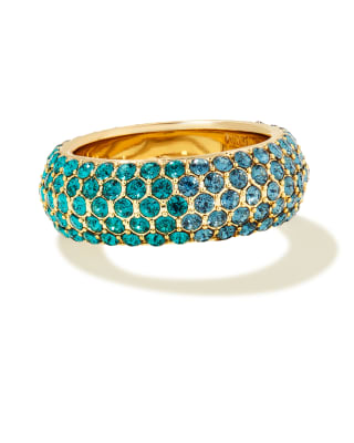 Kendra Scott Mikki Gold Pave Band Ring in Green Blue Ombre Mix-Kendra Scott-The Bugs Ear