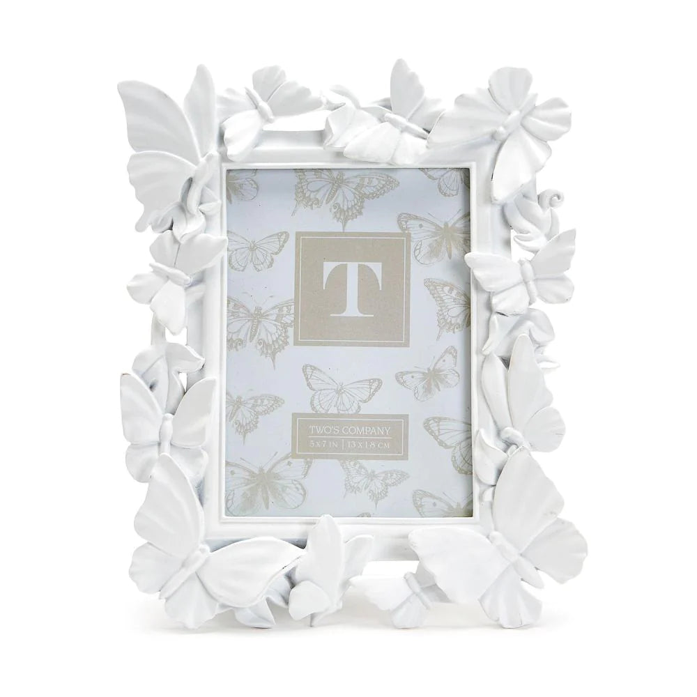 White Butterfly 5X7 Photo Frame-Two's Company-The Bugs Ear