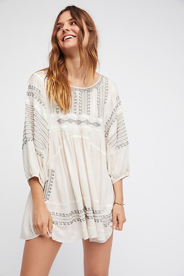 Free People Wild One Embroidered Top in Ivory-Free People-The Bugs Ear