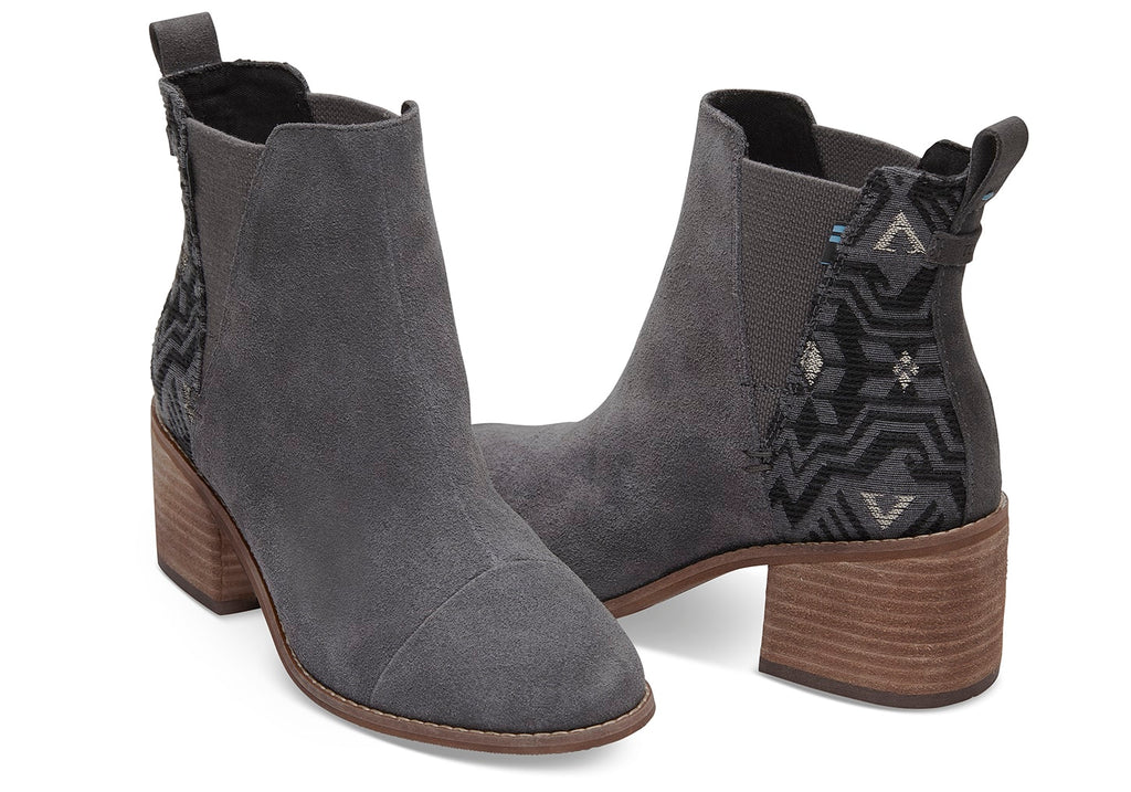 Toms Esme Forged Iron Grey Metallic Jacquard Boots-Toms-The Bugs Ear