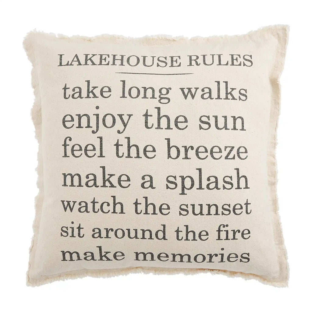 Lakehouse Rules Throw Pillow Mud Pie-Mud pie-The Bugs Ear