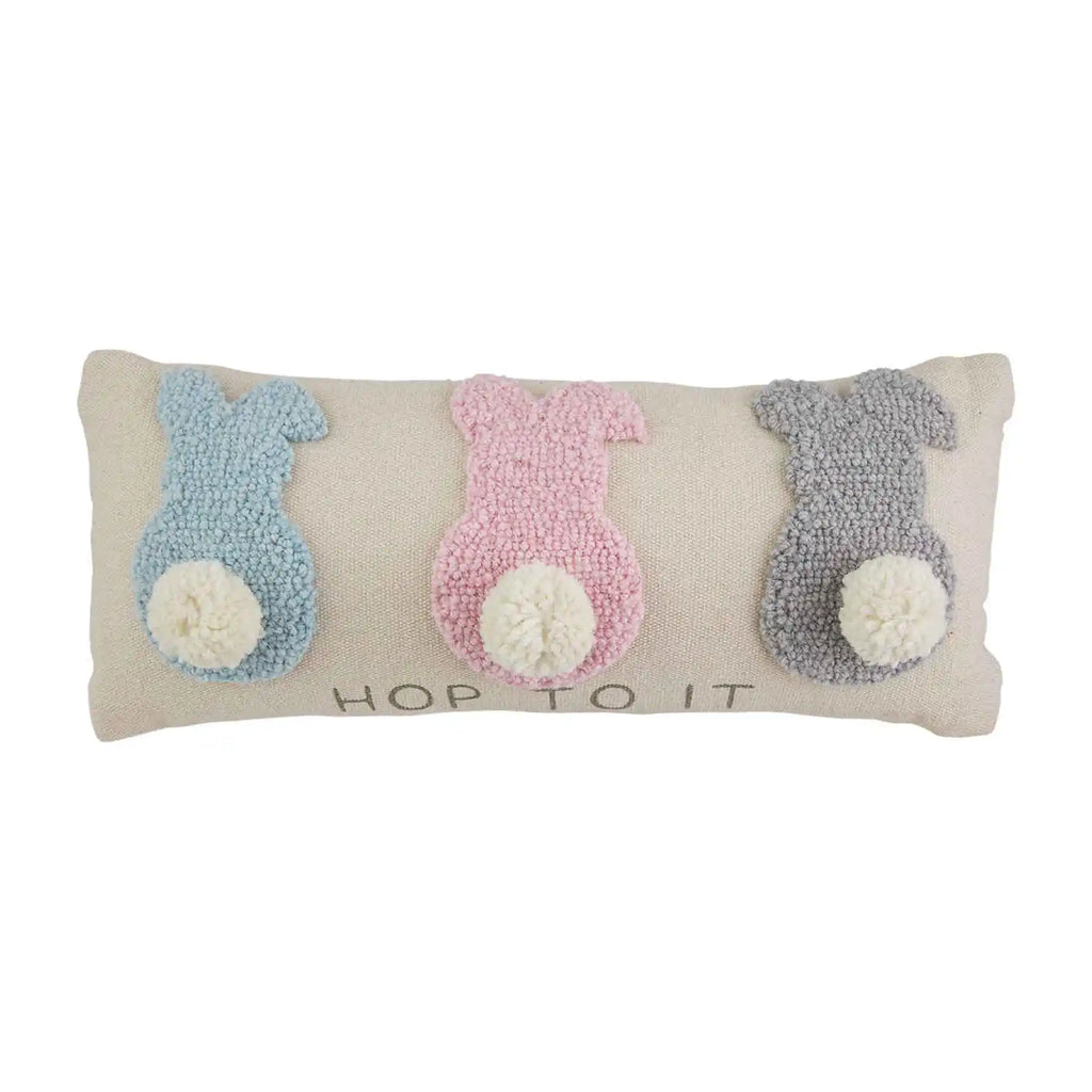 Hop to It Bunny Throw Pillow Mud Pie-Mud pie-The Bugs Ear