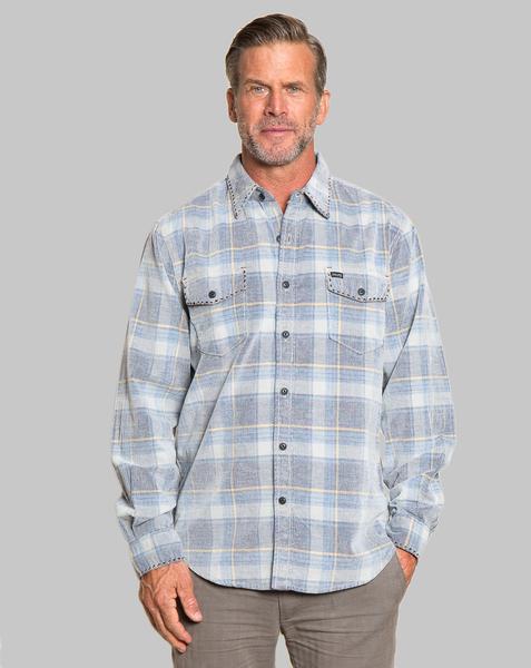 True Grit Men's Malibu Vintage Plaid Cord Long Sleeve Two Pocket Shirt in Denim-True Grit-The Bugs Ear