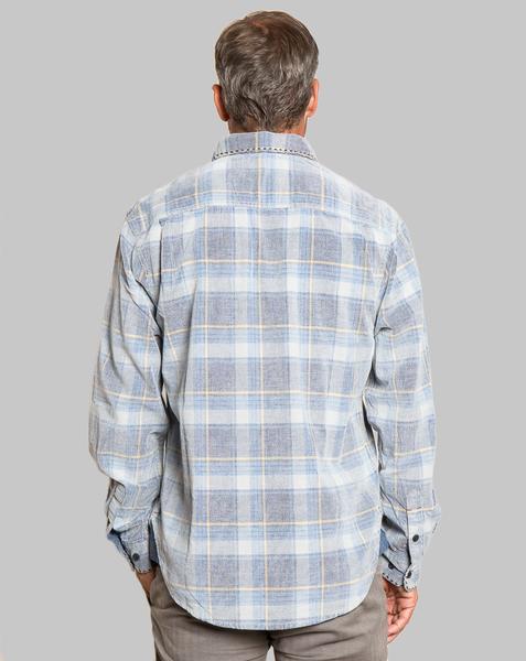 True Grit Men's Malibu Vintage Plaid Cord Long Sleeve Two Pocket Shirt in Denim-True Grit-The Bugs Ear
