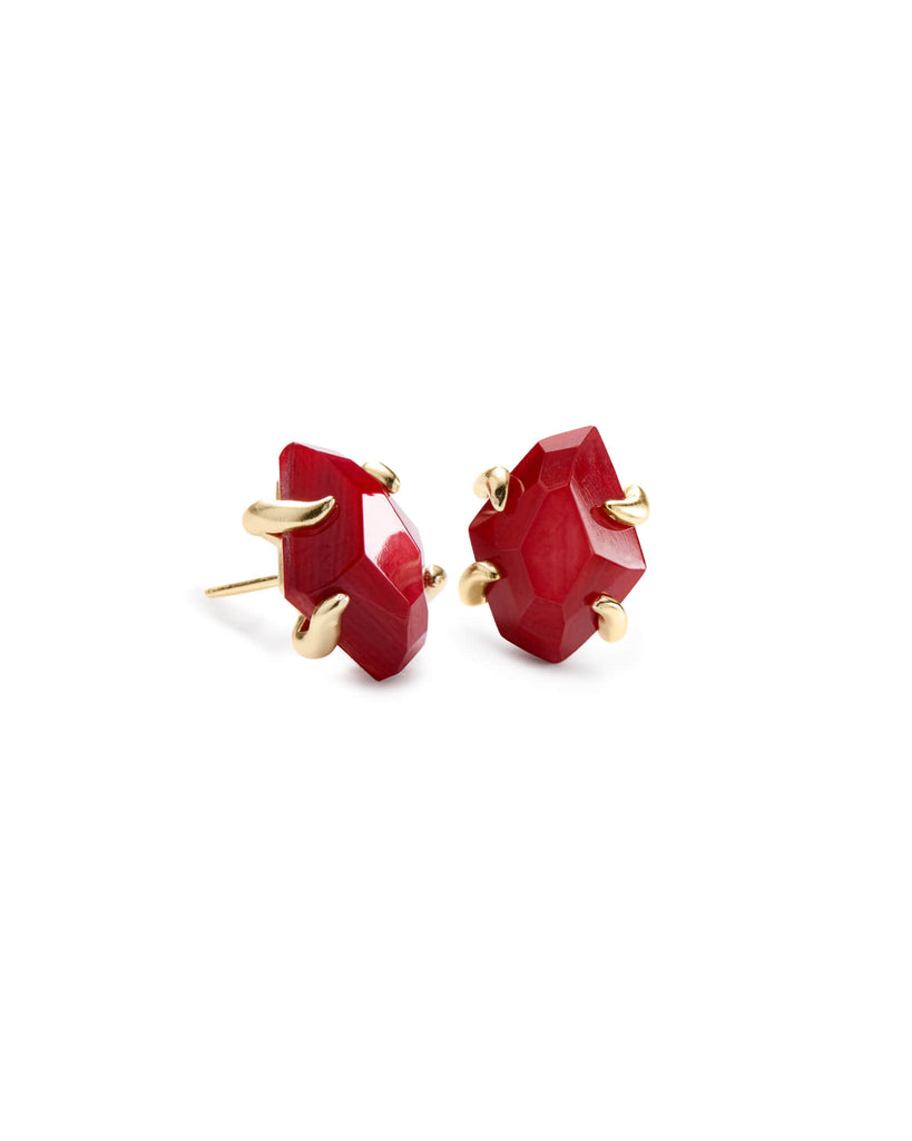 Kendra Scott Inaiyah Gold Stud Earrings In Red Mother Of Pearl-Kendra Scott-The Bugs Ear