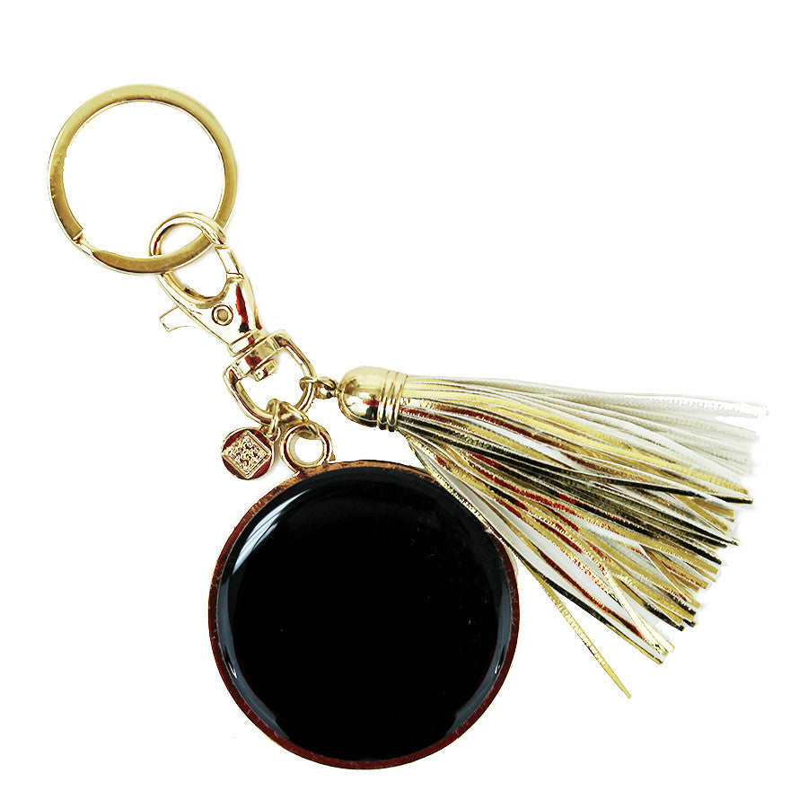 Black Disc With Tassel Key Chain-Mary Square-The Bugs Ear