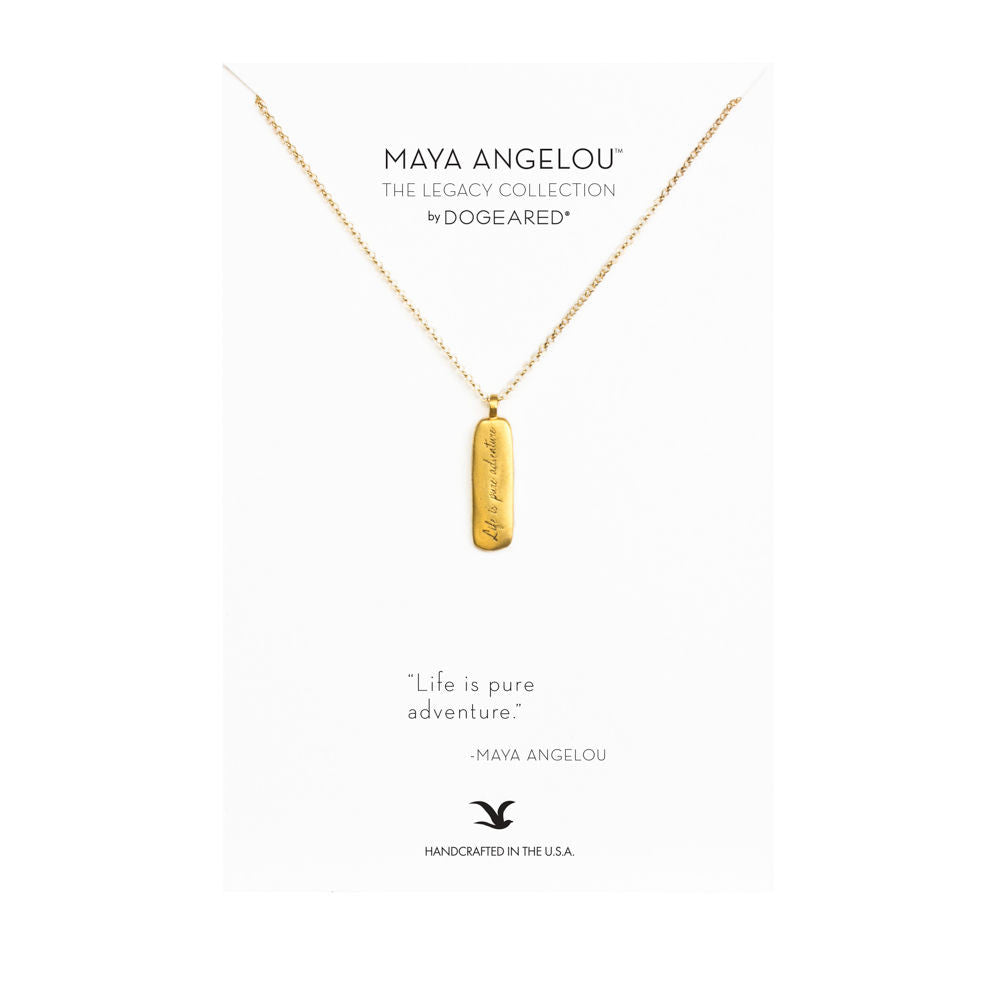 Dogeared Maya Angelou Collection Life is Pure Adventure Gold Necklace-Dogeared-The Bugs Ear