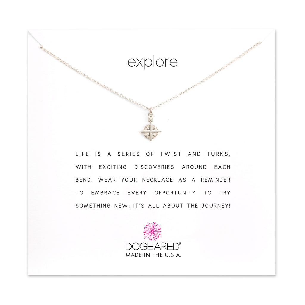 Dogeared Explore Compass Necklace in Silver-Dogeared-The Bugs Ear