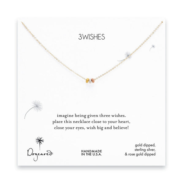 Dogeared 3 Wishes Mixed Stardust Bead Necklace on Gold Dipped The