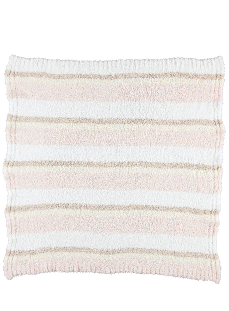 Barefoot Dreams Multi Stripe Stroller Blanket White Blush Cream Pink-Barefoot Dreams-The Bugs Ear