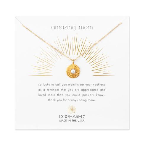 Dogeared Amazing Mom Radiant Pearl Disc Necklace in Gold-Dogeared-The Bugs Ear