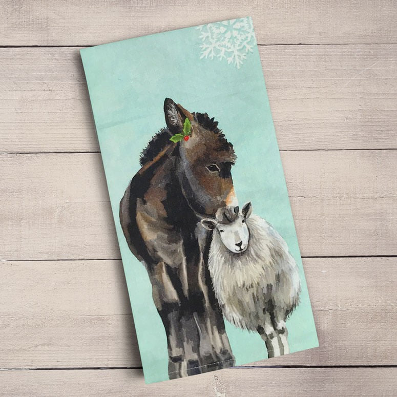 Festive Donkey and Sheep Tea Towels Holiday Collection-Greenbox-The Bugs Ear