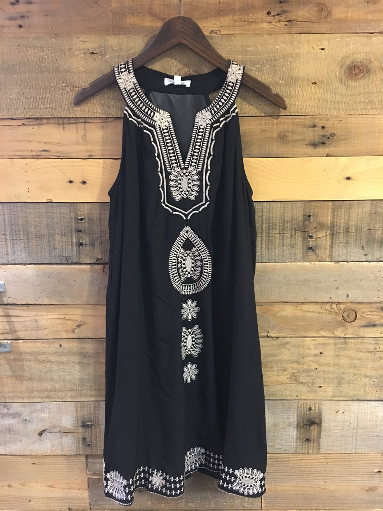 Whitney Sleeveless Embroidered Dress-THML-The Bugs Ear
