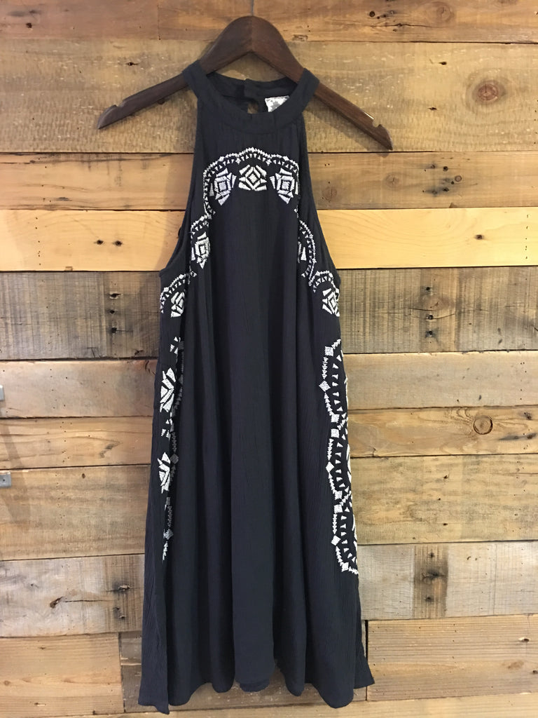 Becka Charcoal Embroidered Dress-Sadie & Sage-The Bugs Ear