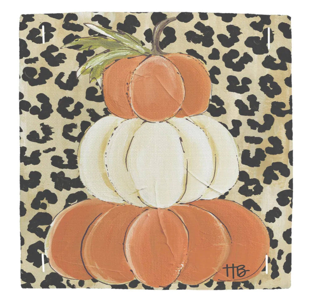 Pumpkin Stack on Leopard Design Square Pillow Swap-LuckyBird-The Bugs Ear