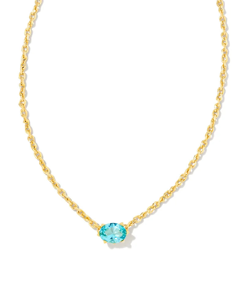 Kendra Scott Cailin Gold Pendant Necklace in Aqua Crystal-Kendra Scott-The Bugs Ear