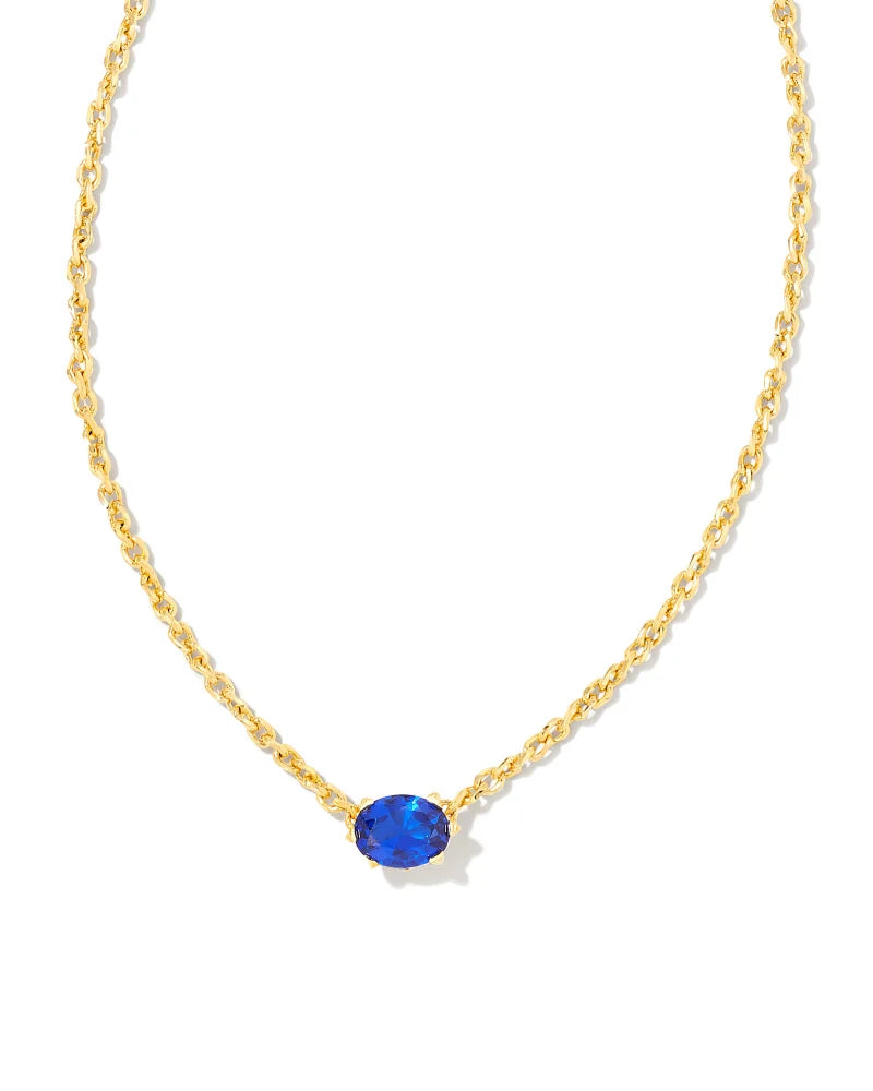 Kendra Scott Cailin Gold Pendant Necklace in Blue Crystal-Kendra Scott-The Bugs Ear