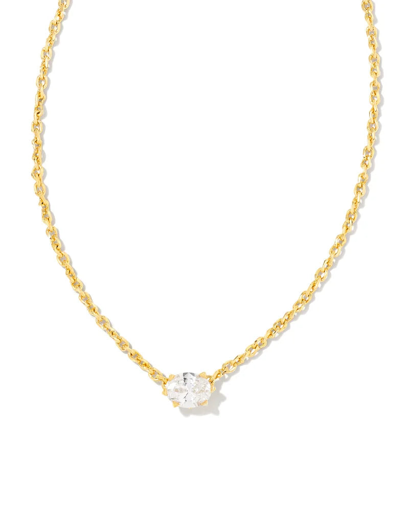 Kendra Scott Cailin Gold Pendant Necklace in White Crystal-Kendra Scott-The Bugs Ear