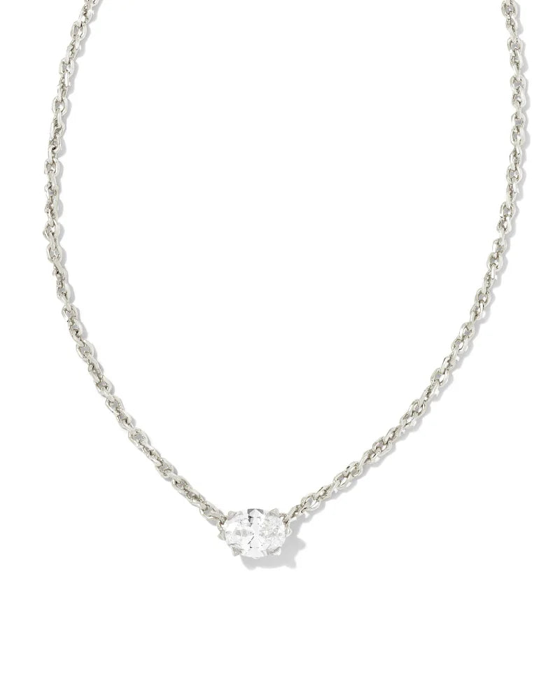 Kendra Scott Cailin Silver Pendant Necklace in White Crystal-Kendra Scott-The Bugs Ear