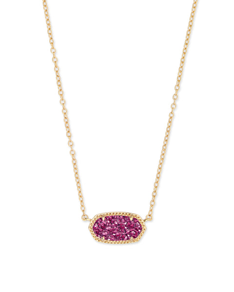 Elisa Gold Pendant Necklace in Pink Drusy, Kendra Scott, Kendra Scott