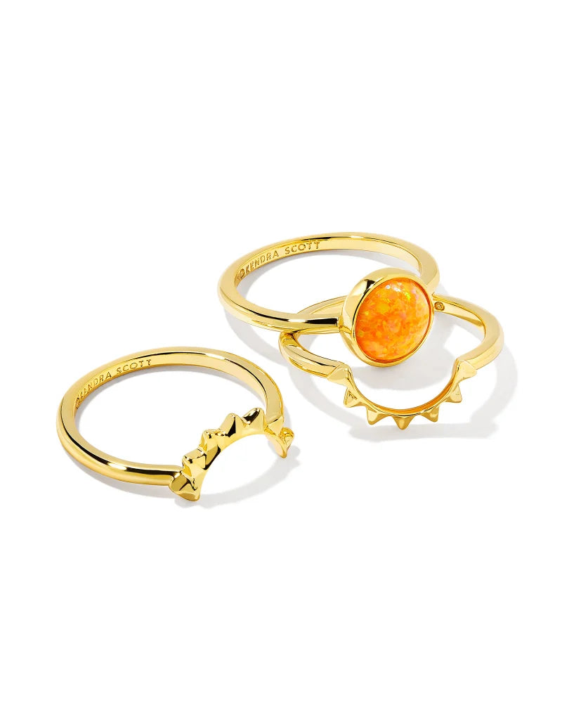 Kendra Scott Sienna Gold Sun Ring Set in Citrus Kyocera Opal-Kendra Scott-The Bugs Ear