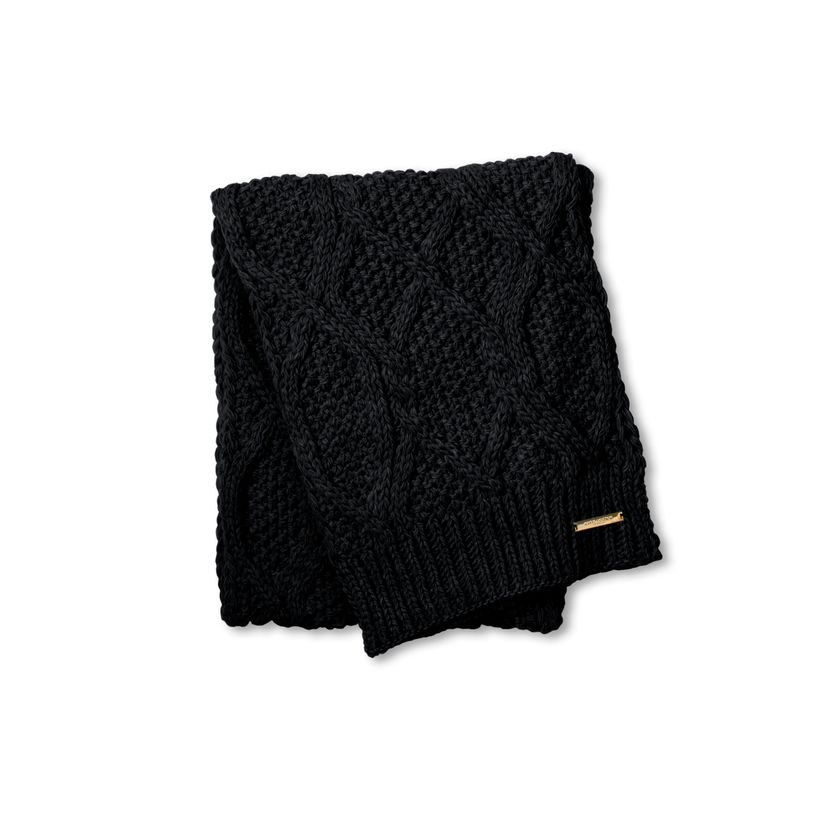Katie Loxton Cable Knit Bobble Scarf in Black-Katie Loxton-The Bugs Ear