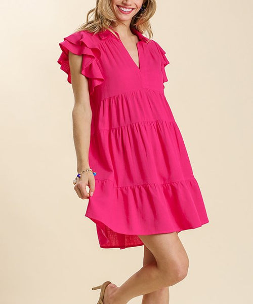 Frannie Hot Pink Tiered Dress – The Bugs Ear