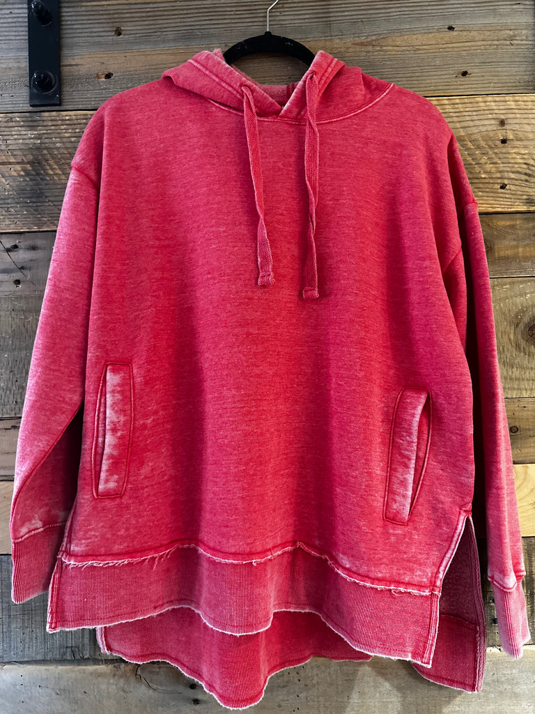 Marni Hooded Vintage Washed Fleece in Red-Royce-The Bugs Ear