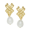 Susan Shaw Mini X Pearl Drop Studs-Susan Shaw-The Bugs Ear