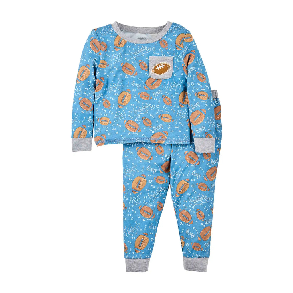 Blue Football Toddler Pajamas Mud Pie-Mud pie-The Bugs Ear