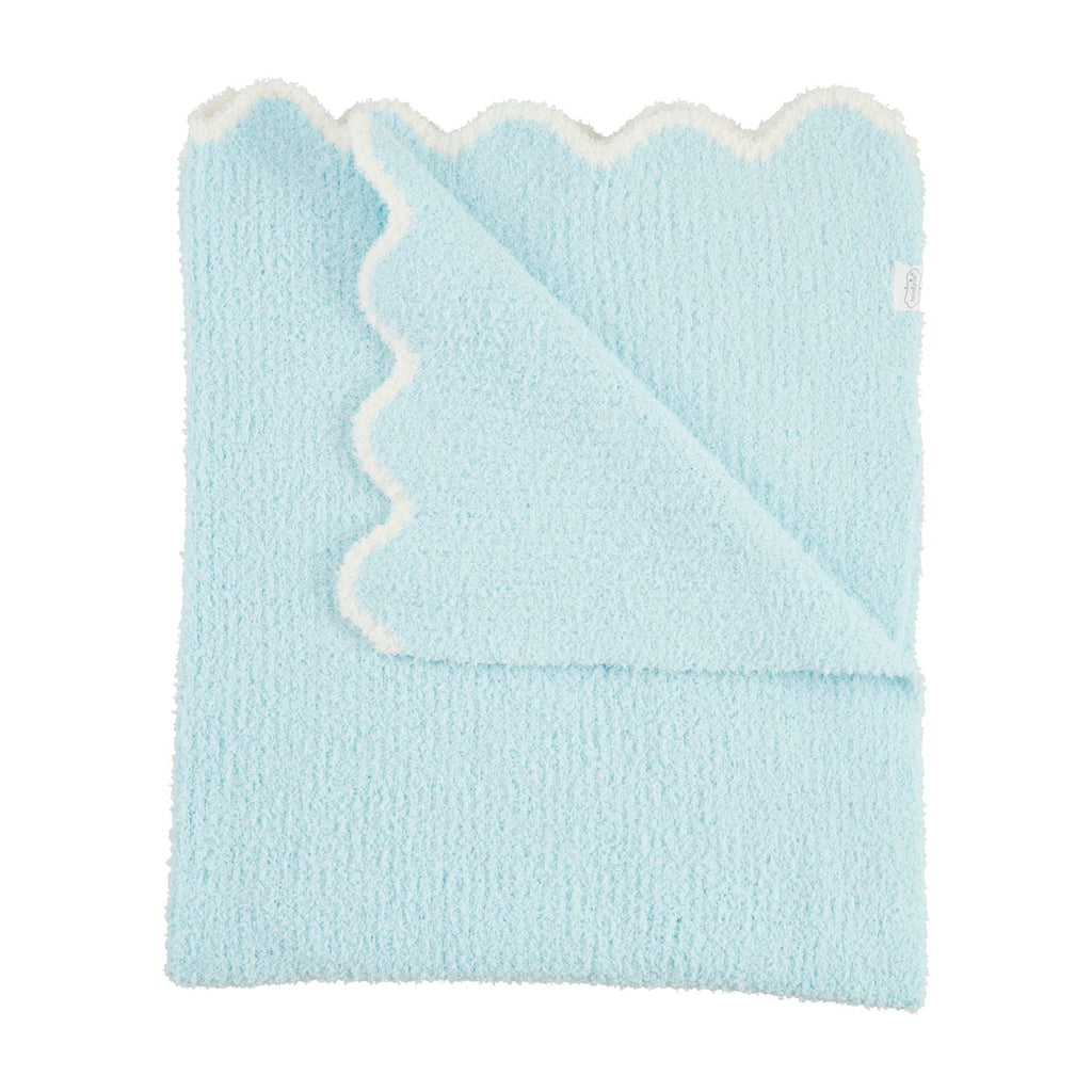 Blue Scallop Chenille Blanket Mud Pie-Mud pie-The Bugs Ear