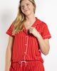 Carissa Stripe Short Sleeve Button Up Sleep Shirt