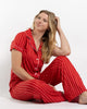 Carissa Stripe Short Sleeve Button Up Sleep Shirt