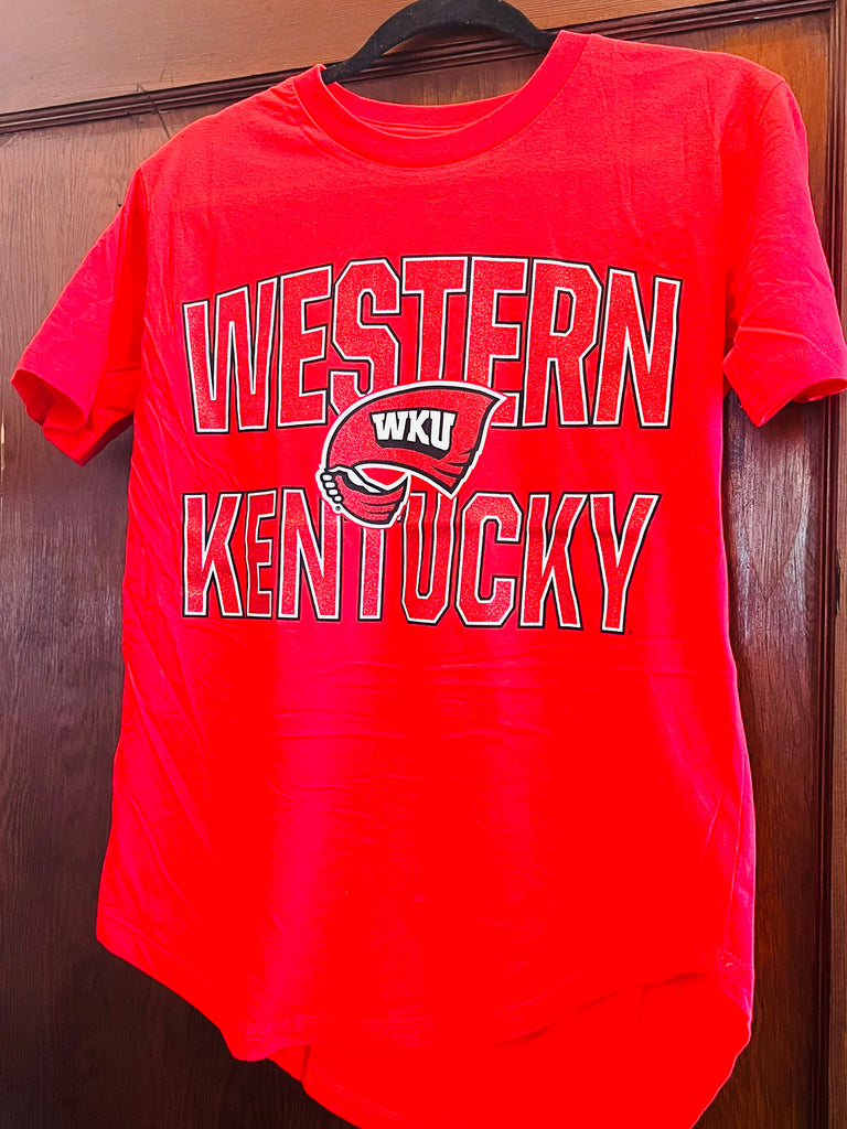 Western Kentucky Short Sleeve Glitter Top-Royce-The Bugs Ear