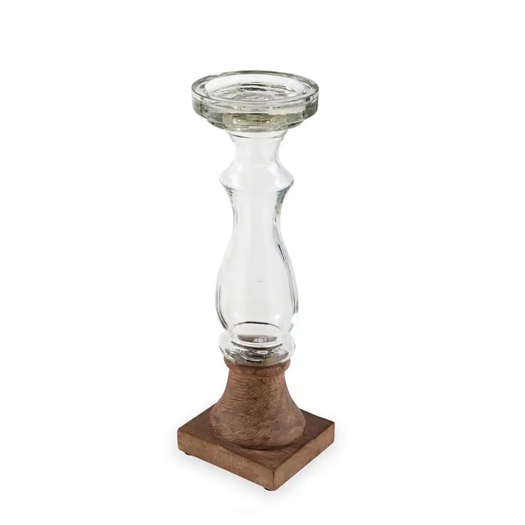 Wood and Glass Candleholder Mud Pie-Mud pie-The Bugs Ear