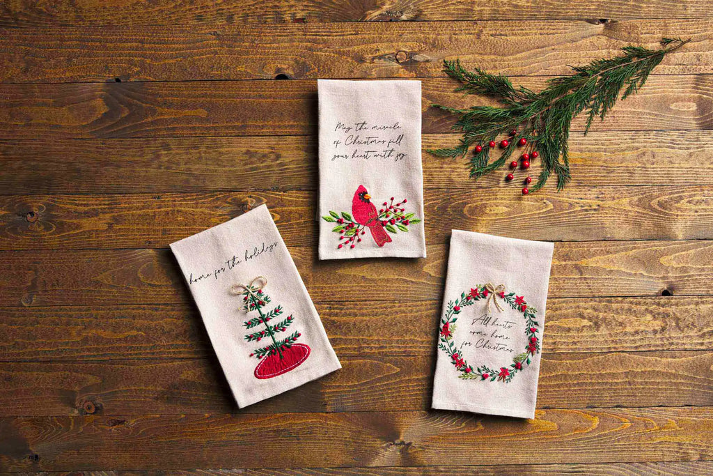 Christmas French Knot Towels Mud Pie-Mud pie-The Bugs Ear