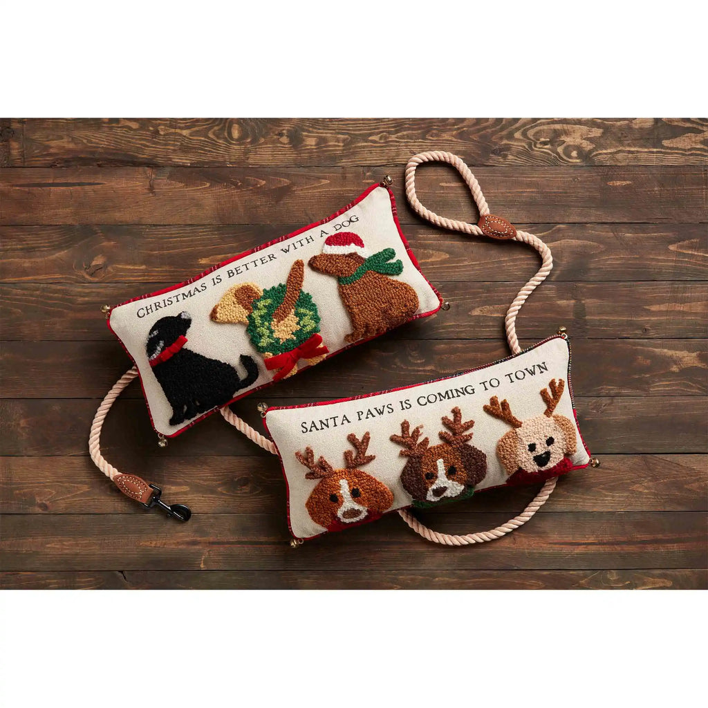 Santa Hooked Dog Pillows Mud Pie-Mud pie-The Bugs Ear