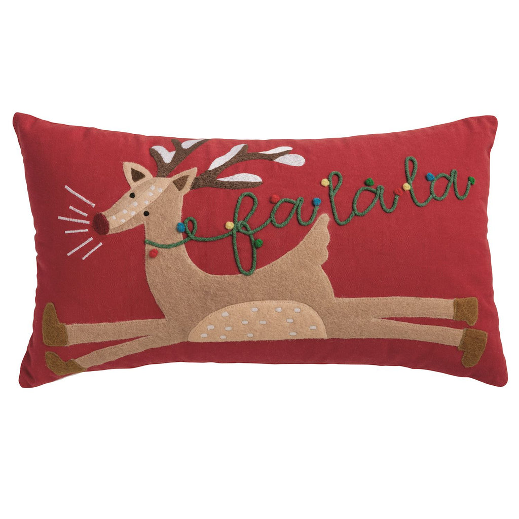 Felt Appliqué Reindeer Pillow Mud Pie-Mud pie-The Bugs Ear