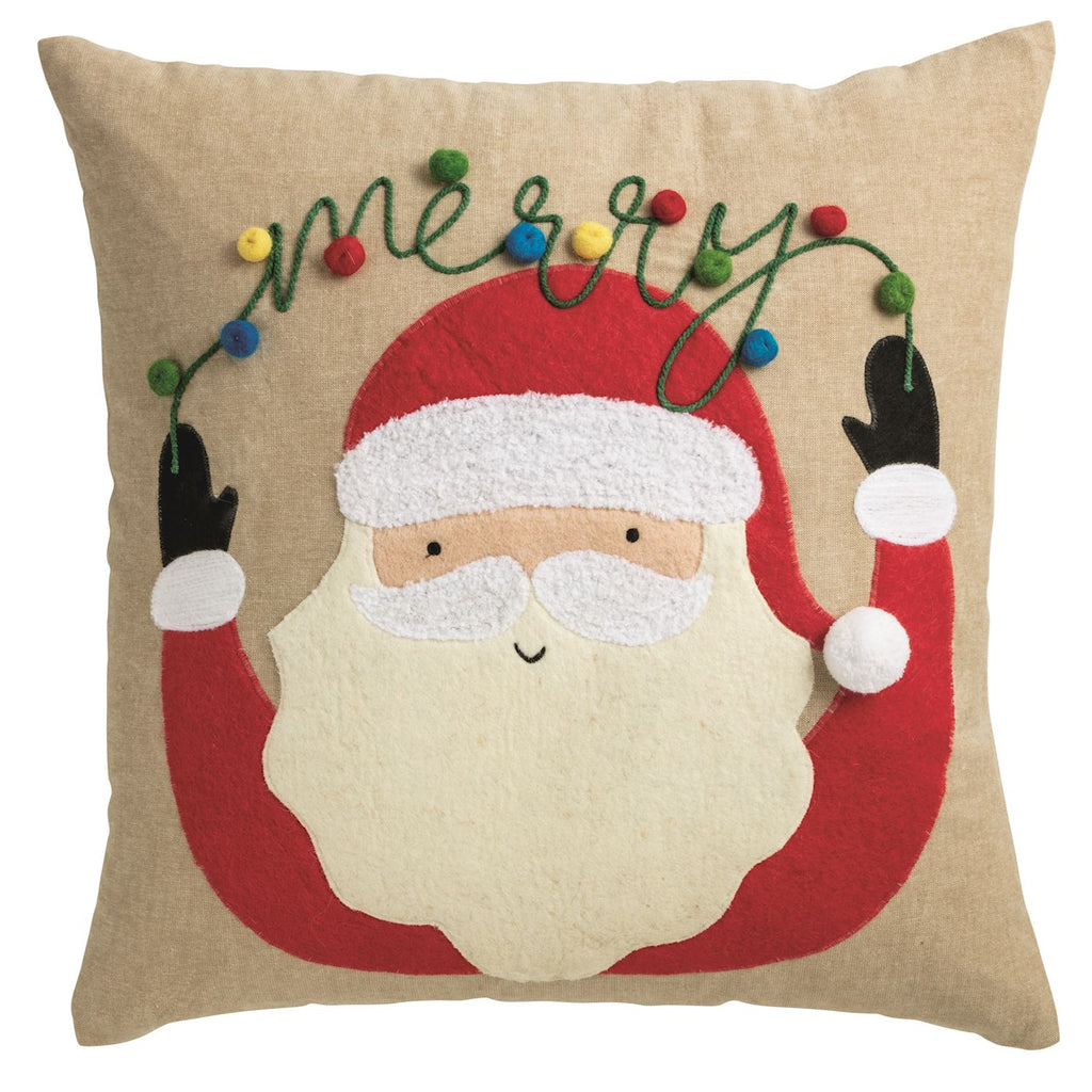 Felt Appliqué Santa Pillow Mud Pie-Mud pie-The Bugs Ear